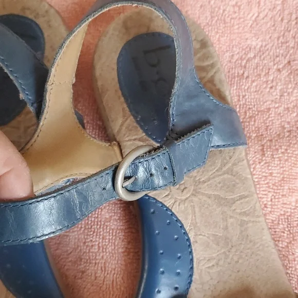 BOC Born Concept Karlyn C15204 Blue Leather Flower Sandal Buckle Women 9 / 40.5 - Picture 2 of 8